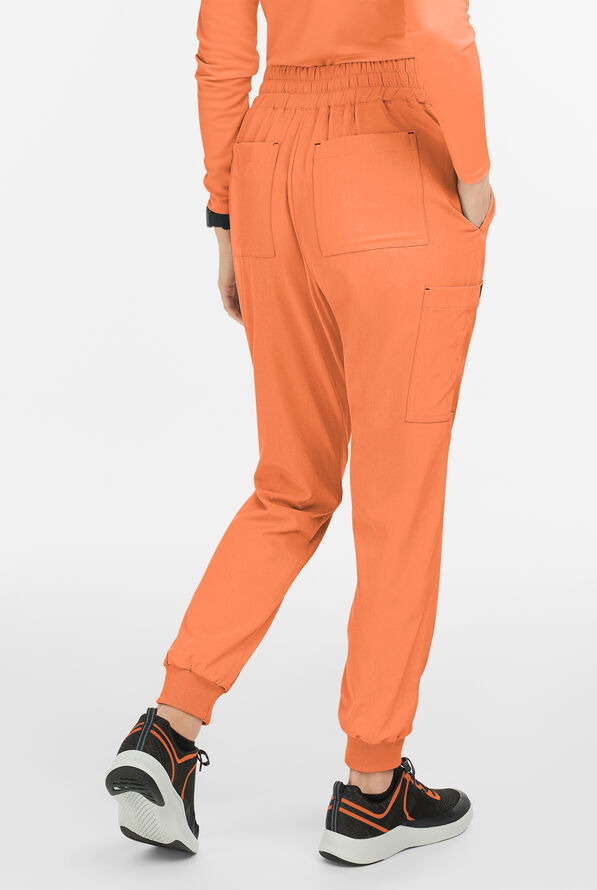 koi Basics Gemma Women's 5-Pocket STRETCH Cargo Jogger Scrub Pants - Heather Apricot - 3