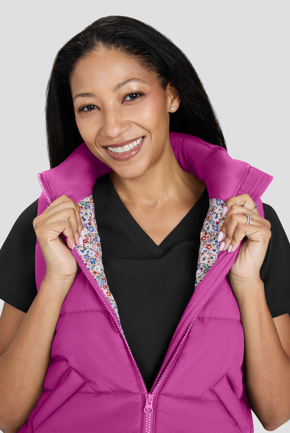 Chaleco médico acolchado koi Essentials Nula con cremallera y 2 bolsillos para mujer - Hibiscus - 4