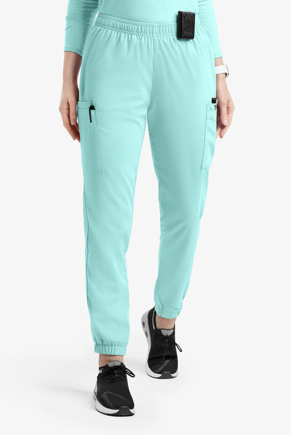 Butter-Soft Originals Women's 7-Pocket Tapered Jogger Cargo Scrub Pants - Sea Frost - 1