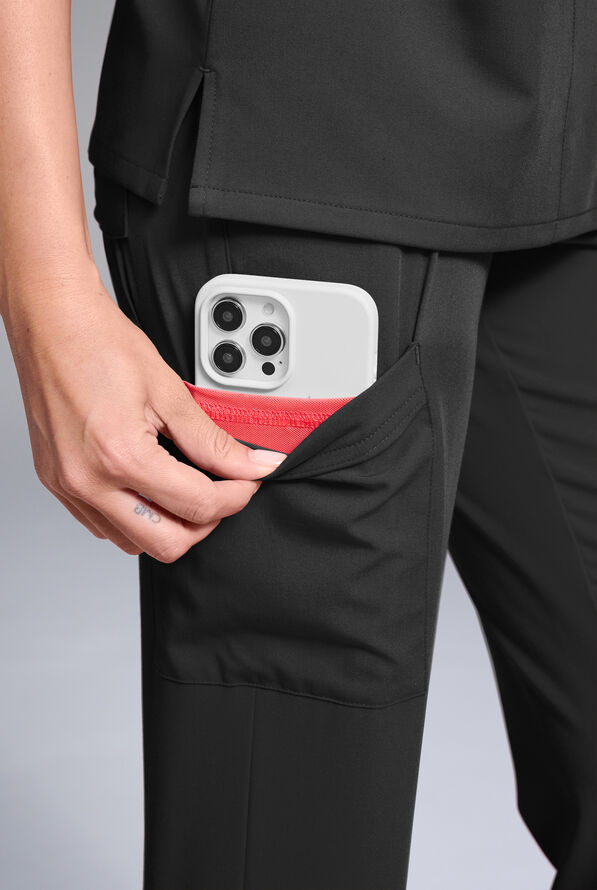 Hypothesis Women's Base 7-Pocket Straight Leg Cargo Scrub Pant - Tall - Jet Black - 5