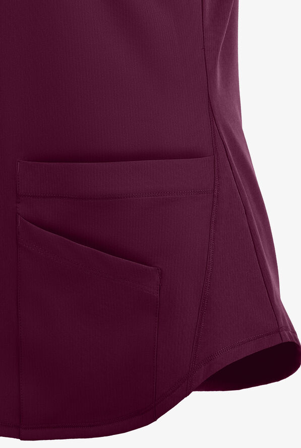 Skechers by Barco Breeze Women's 3-Pocket STRETCH V-Neck Scrub Top - Wine - 4
