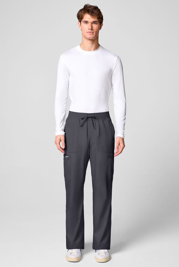 Cherokee Workwear Revolution Men's 12-Pocket STRETCH Drawstring Straight Pants - Pewter - 6