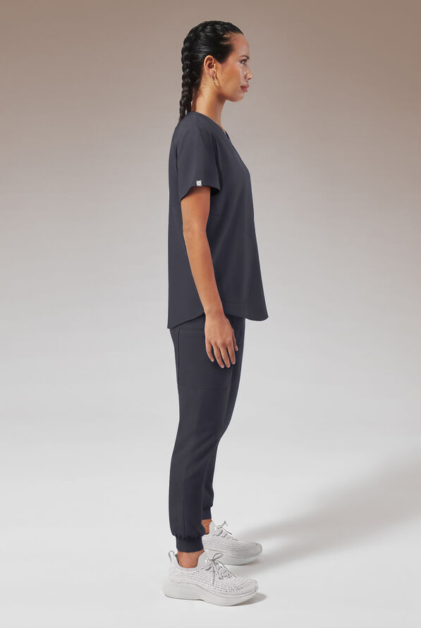 Hypothesis Beta V-Shell Women's 2-Pocket Relaxed Fit Tunic Scrub Top - Pewter - 3