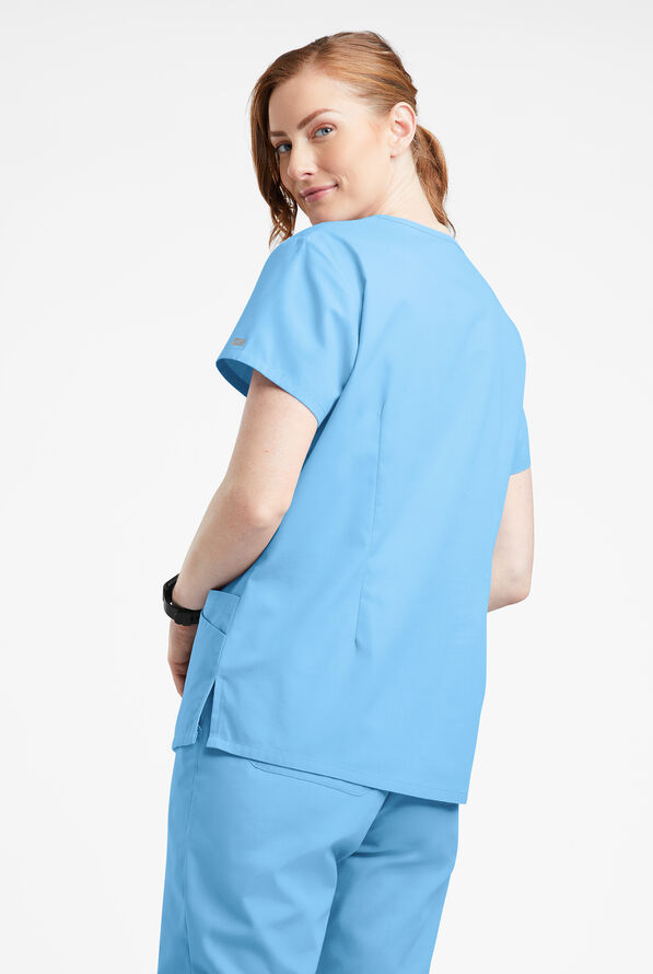 Butter-Soft Originals Women's 7-Pocket Curved V-Neck Scrub Top - Blue Oasis - 3