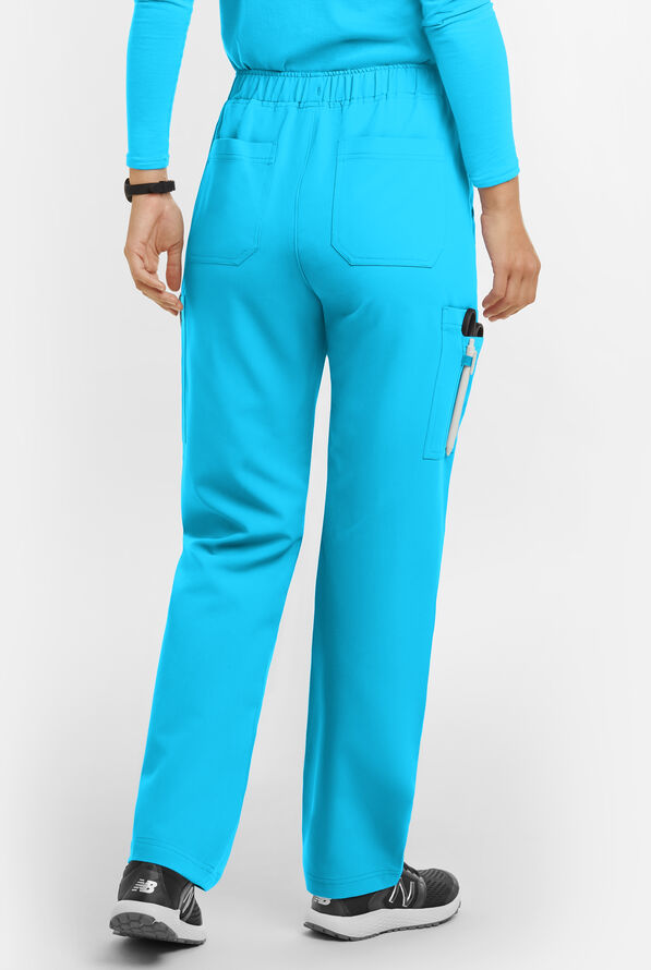 MOVEMENT by Butter-Soft Rigel Women's 9-Pocket Interior Drawstring STRETCH Scrub Pants - Turquoise - 2