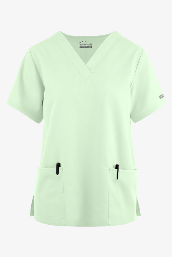 Butter-Soft Originals Women's 2-Pocket V-Neck Scrub Top - Sea Glass - 1