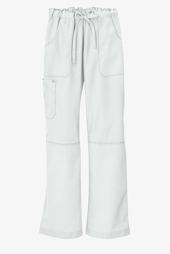Butter-Soft Core Women's 6-Pocket Cargo Drawstring Scrub Pants - Tall - White - 4