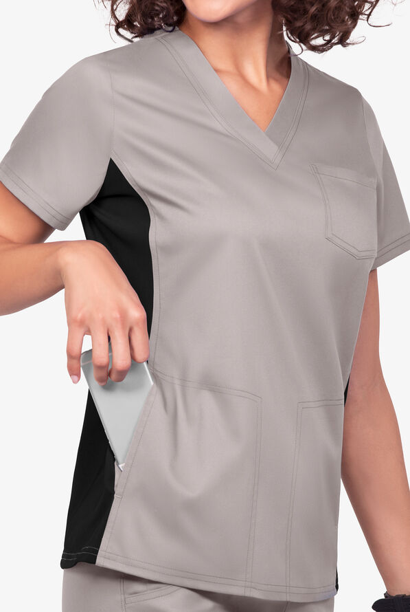 UA Flex2 VNeck Scrub Top with Knit Side Panels, Stretch Scrubs