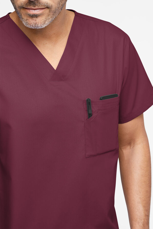 Butter-Soft Originals Men's 3-Pocket V-Neck Scrub Top - Wine - 3