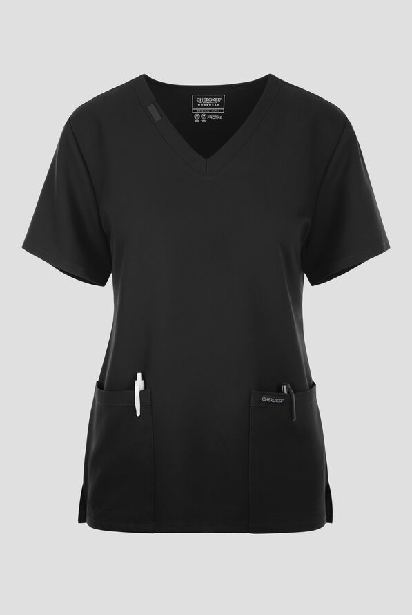 Blusa m&eacute;dica Cherokee Workwear Originals Ultra con cuello en V y 2 bolsillos para mujer - Black - 1