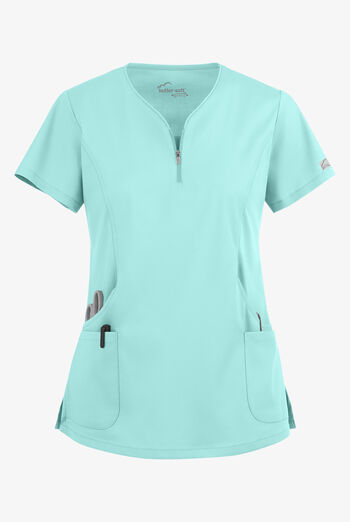 Blusa m&eacute;dica UA Butter-Soft STRETCH con cremallera en el cuello curvo y 4 bolsillos para mujer