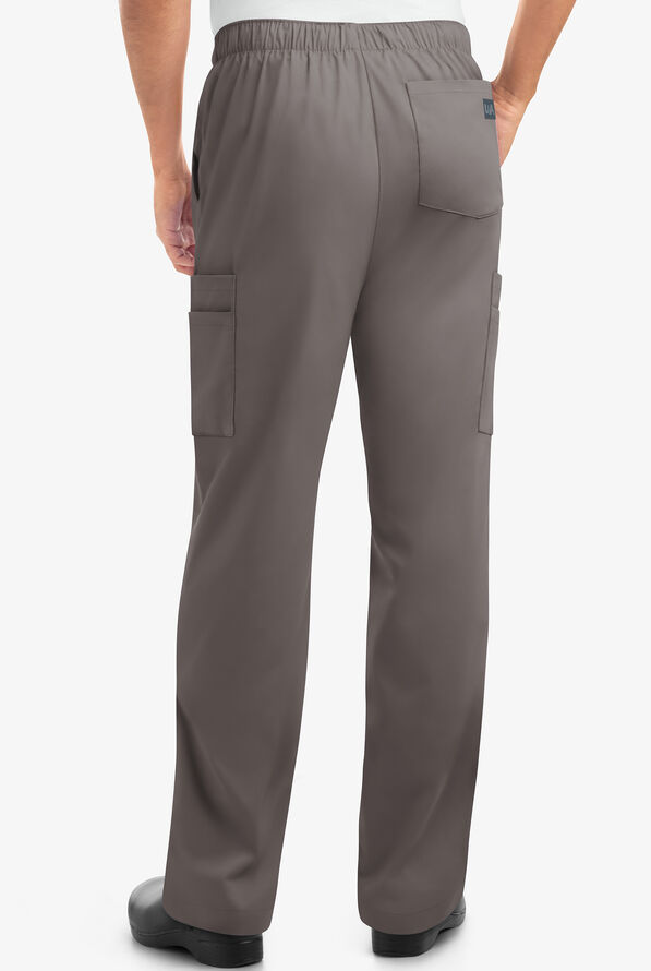 Butter-Soft STRETCH Men's 7-Pocket Cargo w/ Elastic Waist Scrub Pants - Tall - Cool Grey - 3