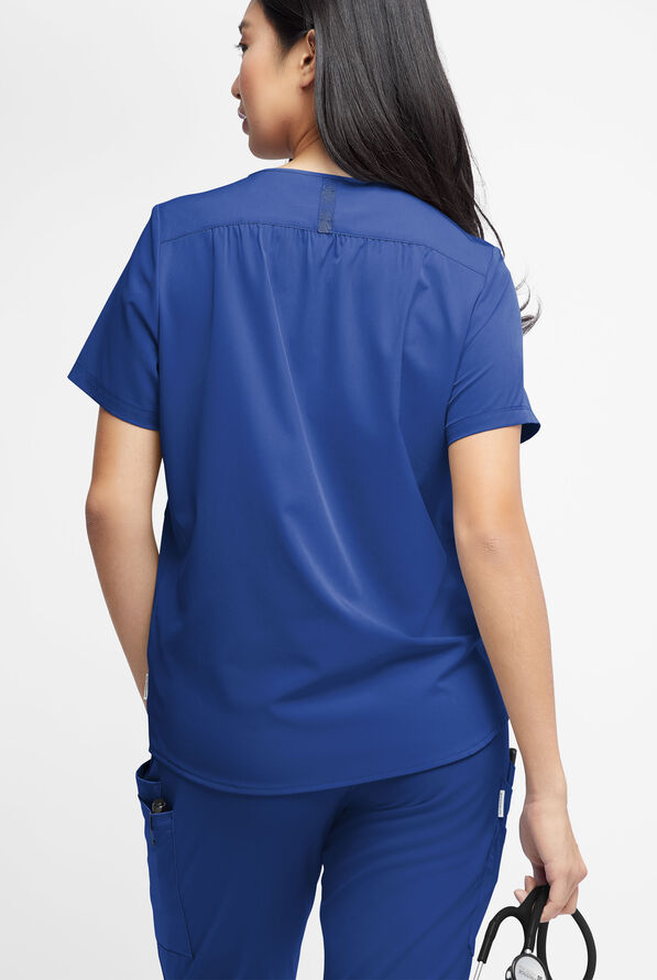 WhisperLite Alba Women's 3-Pocket Notched Neck Scrub Top - Galaxy - 2