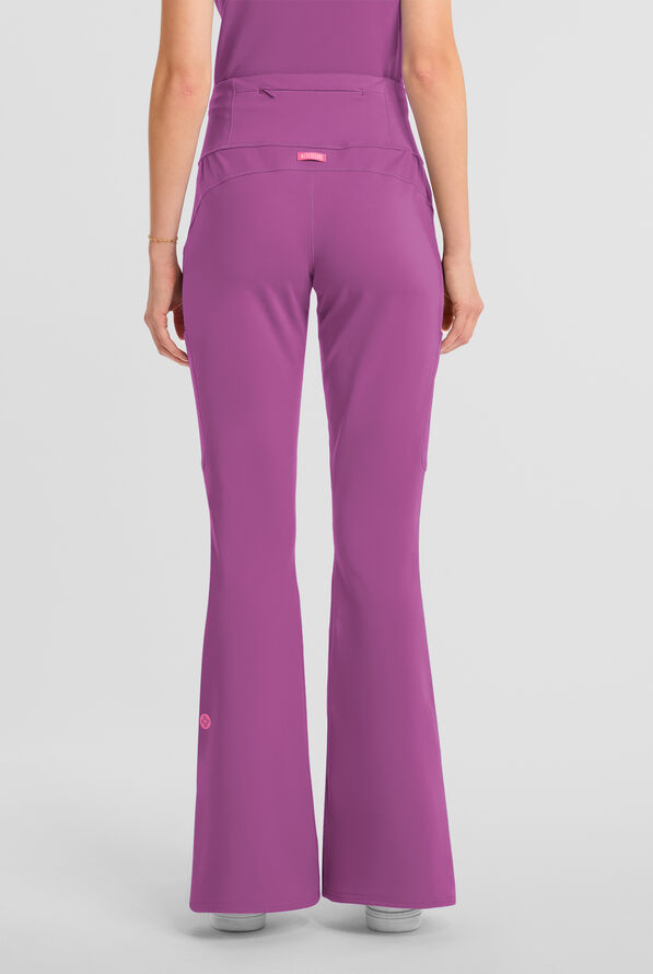 Pantal&oacute;n m&eacute;dico Med Couture Amp Knit STRETCH estilo yoga con piernas acampanadas y 5 bolsillos para mujer - Plum Royale - 4