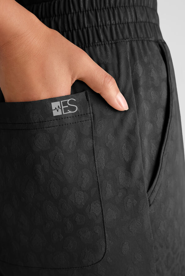 Easy STRETCH Naya Women's Jacquard 6-Pocket Straight Leg Scrub Pant - Onyx Black - 2