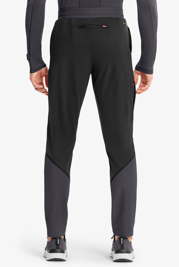 Infinity GNR8 Men's 4-Pocket STRETCH Rib-Knit Slim Tapered Leg Scrub Pants - Black/Pewter - 2