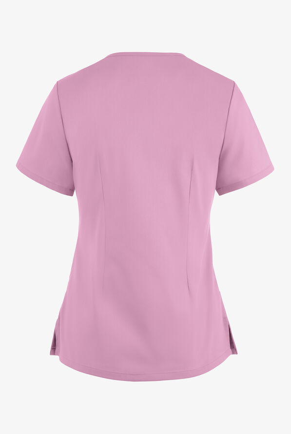 Butter-Soft STRETCH Women's 4-Pocket Smooth Face Zipper Scrub Top - Smokey Mauve - 4