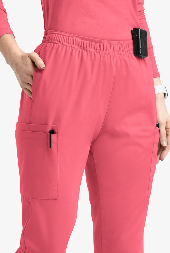 Butter-Soft Originals Women's 7-Pocket Tapered Jogger Cargo Scrub Pants - Rouge Rose - 2