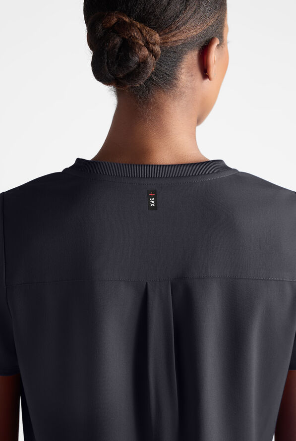 Blusa m&eacute;dica Grey's Anatomy by Barco Emerge STRETCH con cuello redondo y 1 bolsillo para mujer - Steel Gray - 7