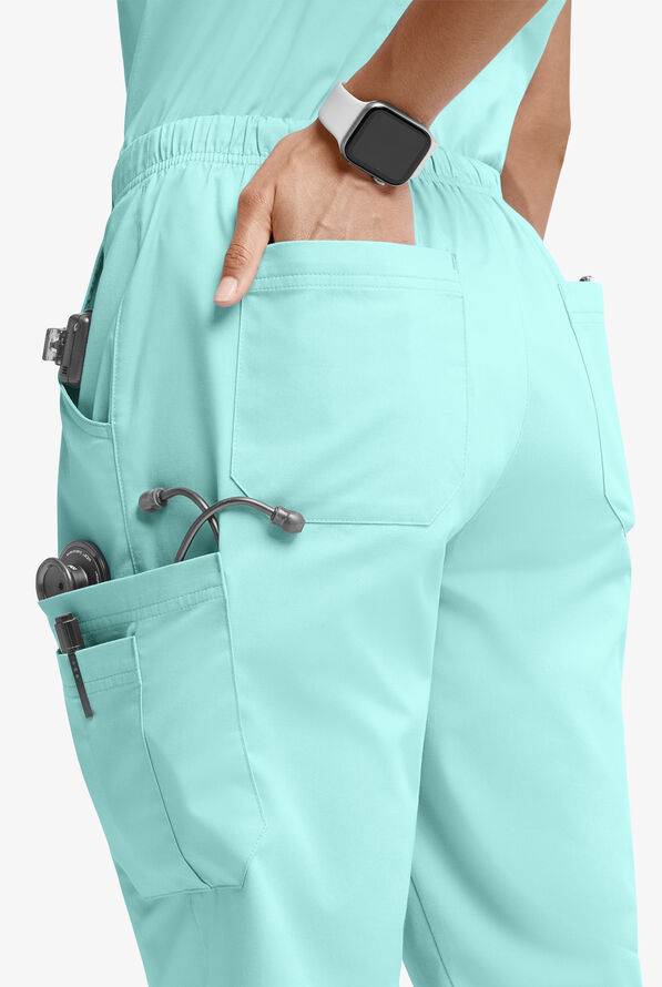Butter-Soft STRETCH Women’s 10-Pocket Mid Rise Straight Leg Scrub Pant - Sea Frost - 2
