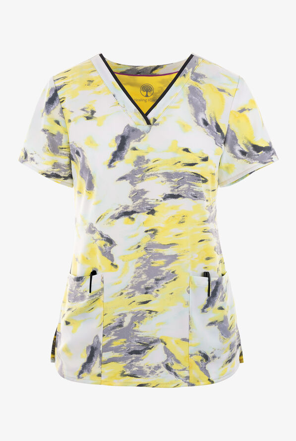 Healing Hands Premiere Liquid Light STRETCH Scrub Top, Print Scrubs