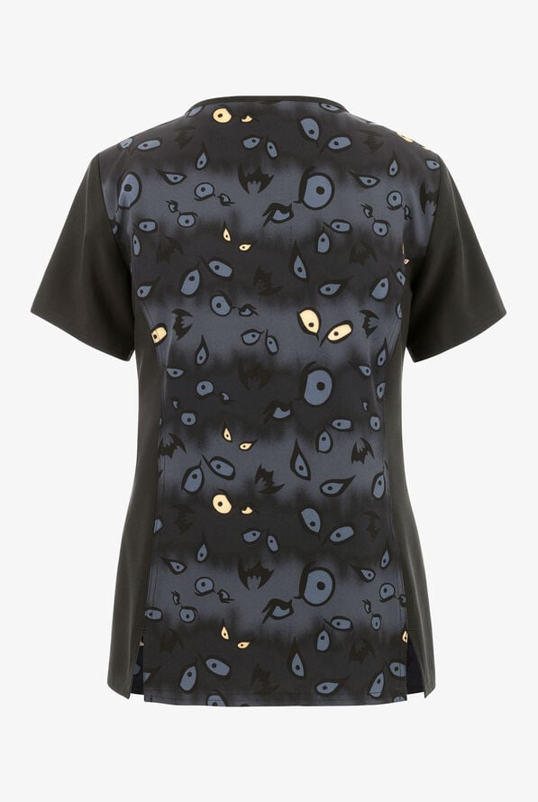 Tooniforms Under Wraps Scooby Doo Halloween Women's 1-Pocket V-Neck STRETCH Print Scrub Top - null - 2
