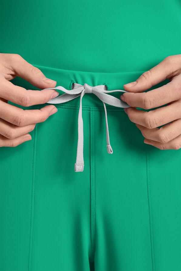 Cherokee Achieve Women's 5-Pocket STRETCH Elastic Waist Drawstring Cargo Scrub Pants - Green Apple - 3