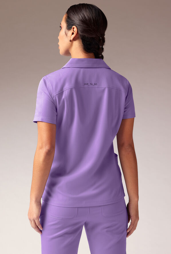 Hypothesis A-S All Situation Women’s 3-Pocket Polo Neck Scrub Top - Ultraviolet Light - 3
