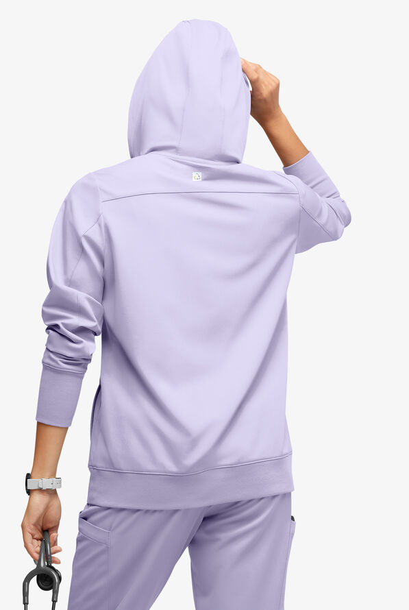 Sudadera médica con capucha ReSurge Jasper con mangas largas y 4 bolsillos para mujer - Soft Amethyst - 4