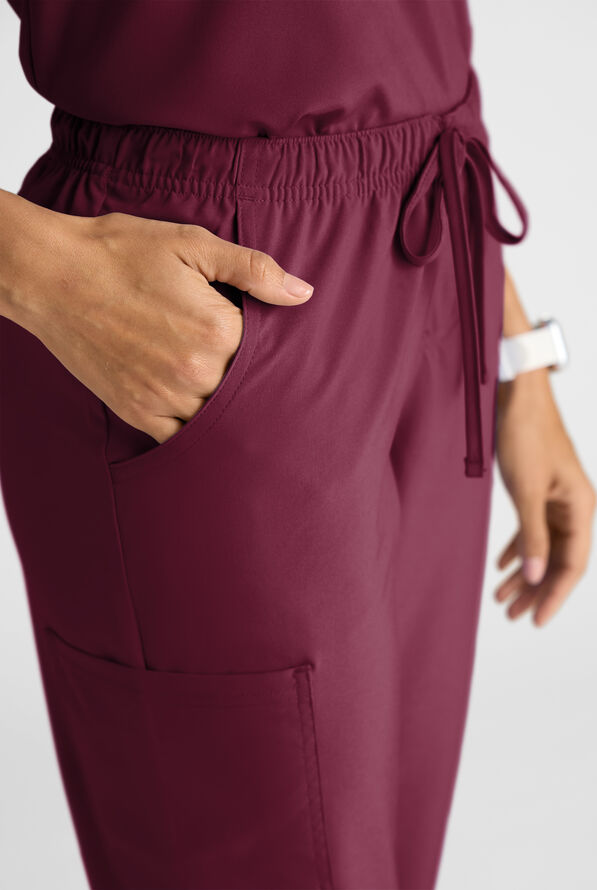 Easy STRETCH Eden Women's 4-Pocket Drawstring Scrub Pants - Wine - 6