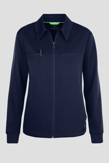 HH Works by Healing Hands Women's 7-Pocket STRETCH Shirt Collar Zip Front Scrub Jacket