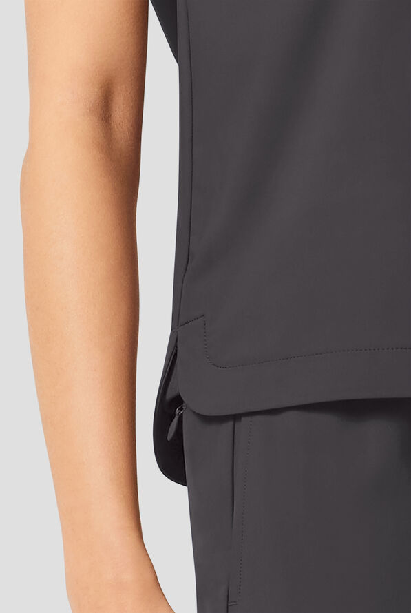 Blusa m&eacute;dica Infinity Pursuit STRETCH con cuello en V de punto acanalado y 1 bolsillo para mujer - Pewter - 6