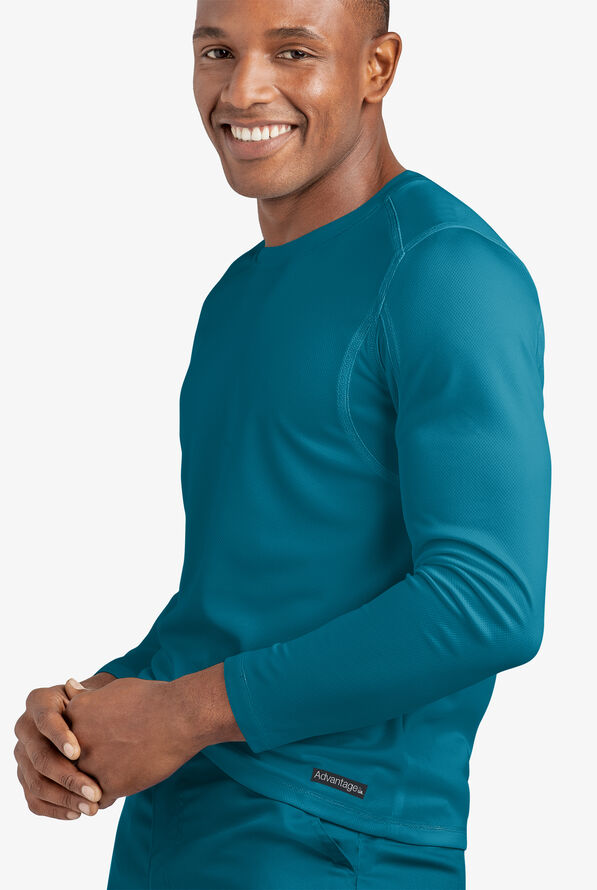 Advantage STRETCH Men's Long Sleeve Crew Neck Underscrub - Caribbean Blue - 4
