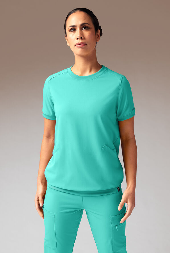 Blusa médica Hypothesis Kentica con cuello redondo y 4 bolsillos para mujer - H2O - 1