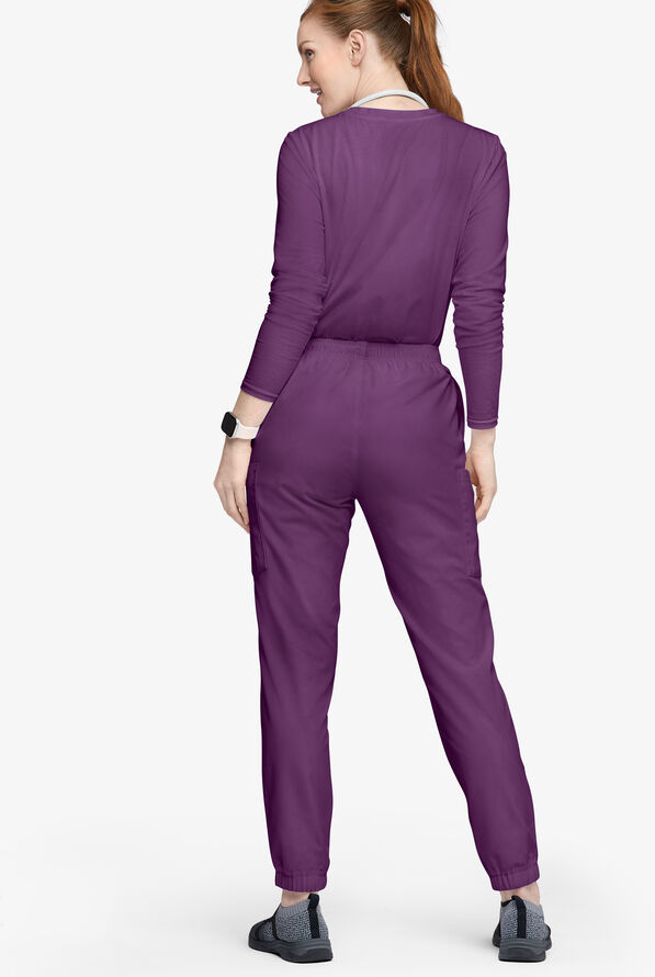 Butter-Soft Originals Women's 7-Pocket Tapered Jogger Cargo Scrub Pants - Eggplant - 3