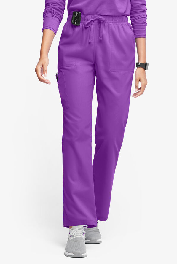 Butter-Soft Originals Women's 7-Pocket Mid Rise Straight Leg Cargo Scrub Pants - Tall - Wild Plum - 1