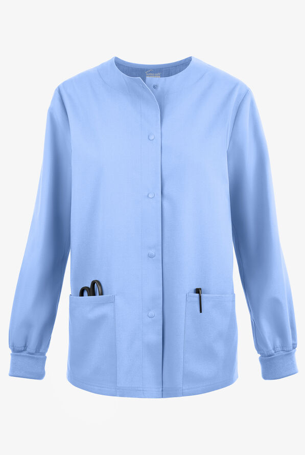 Butter-Soft Originals Women's 3-Pocket Warm-up Scrub Jacket - Ceil Blue - 1