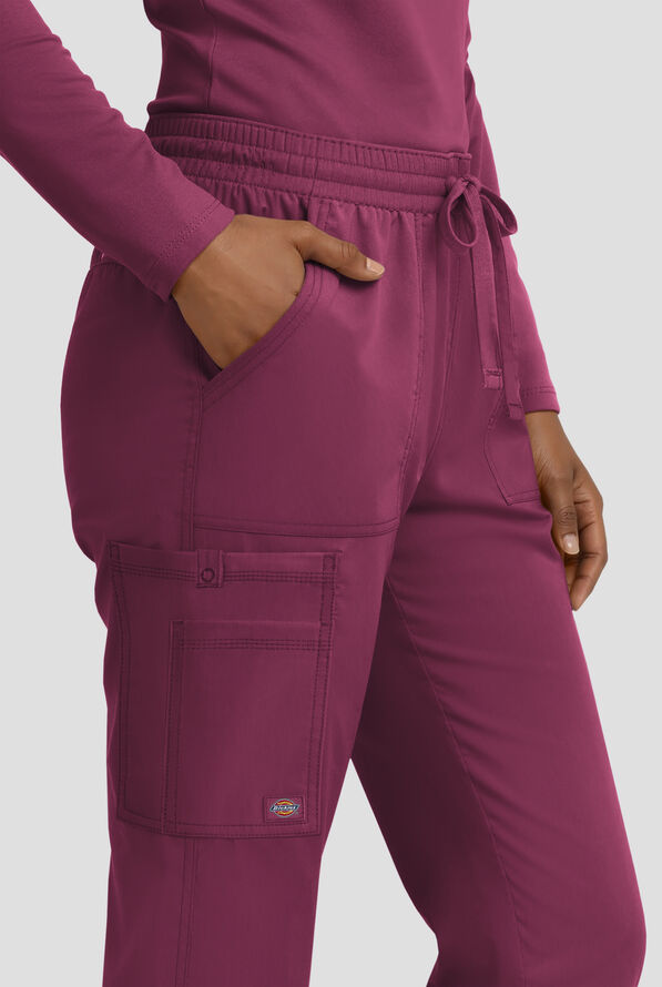 Dickies Forge Women's 6-Pocket Straight Leg Cargo Scrub Pants - Petite - Wine - 3