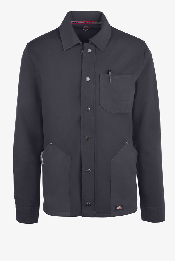 Dickies EDS NXT Men's 3-Pocket STRETCH Fleece Inner Snap Front Scrub Jacket - Pewter - 1