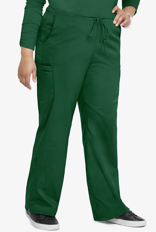 Butter-Soft STRETCH Women's 9-Pocket Drawstring with Back Elastic Scrub Pants - Tall - Hunter - 3