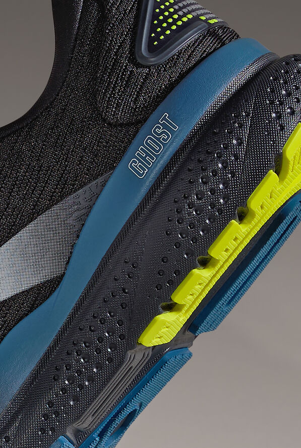 Brooks Men's Ghost 16 Black/Ebony/Blue Athletic Lace Up Nursing Shoes - null - 7