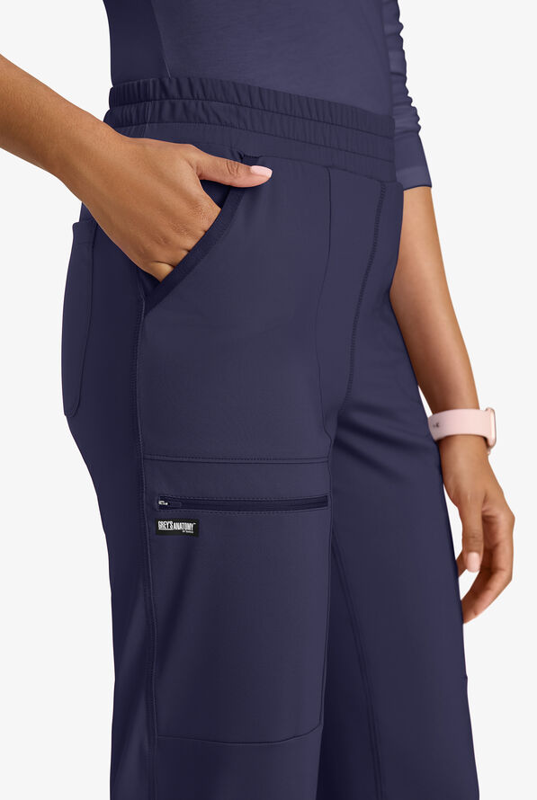 Grey's Anatomy by Barco Knit STRETCH Momentum Women's 6-Pocket Cargo Scrub Pants - Petite - Indigo - 2