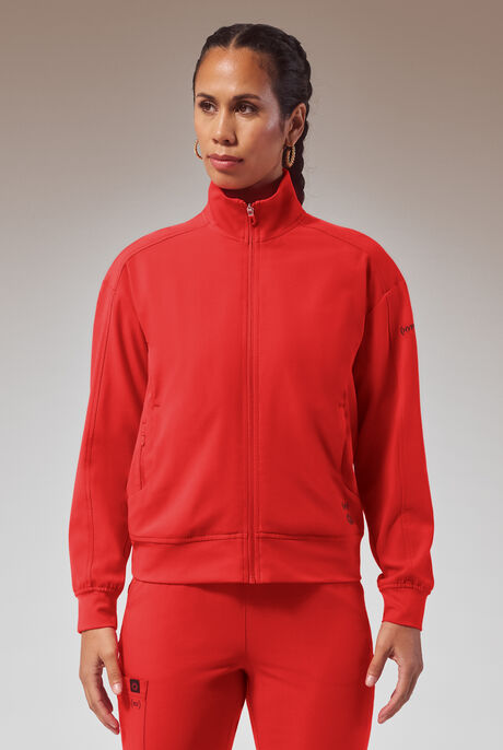 Hypothesis (RED) Base Women's 3-Pocket Zip Front Scrub Jacket