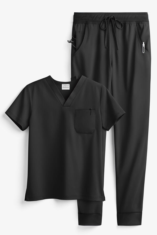 Tafford Active STRETCH Men's 5-Pocket Jogger Scrub Set - Onyx Black - 1