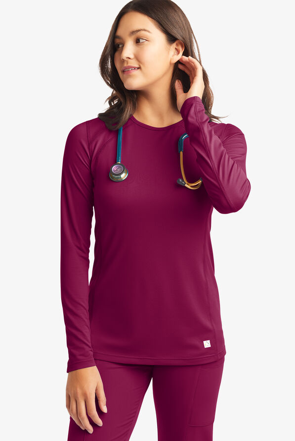 Camiseta médica ReSurge Jade con mangas largas para mujer - Wine - 7