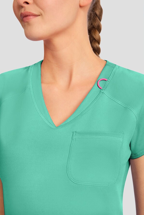 Med Couture Amp Knit Women's 3-Pocket STRETCH V-Neck Scrub Top - Mint Condition - 3