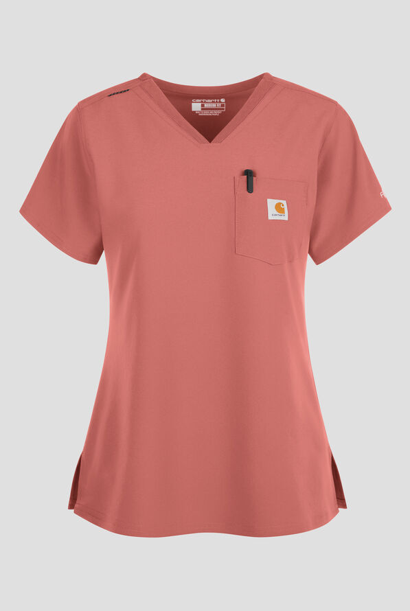 Blusa m&eacute;dica Carhartt Cross-Flex Force STRETCH con paneles de tejido y 1 bolsillo para mujer - Wild Rose - 1