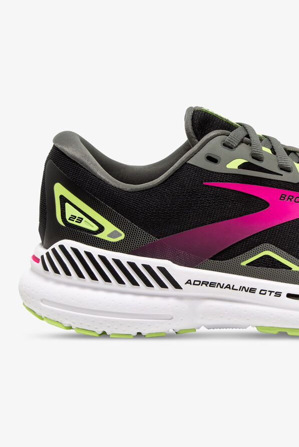 Brooks Women's Adrenaline GTS 23 Black/Gunmetal/Sharp Green Athletic Lace Up Nursing Shoes - null - 4