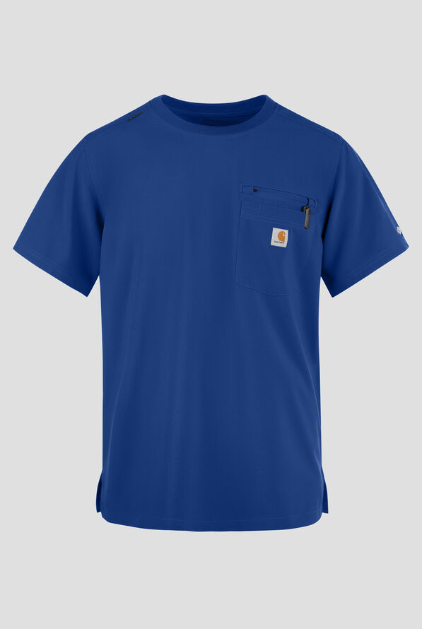 Carhartt Cross-Flex Men's 2-Pocket STRETCH Crew Neck Scrub Top - Royal - 1