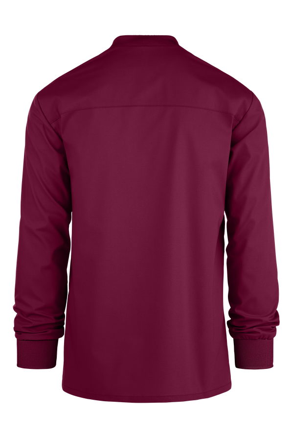 Cherokee Workwear Professionals Men's 3-Pocket STRETCH Snap Front Scrub Jacket - Wine - 2